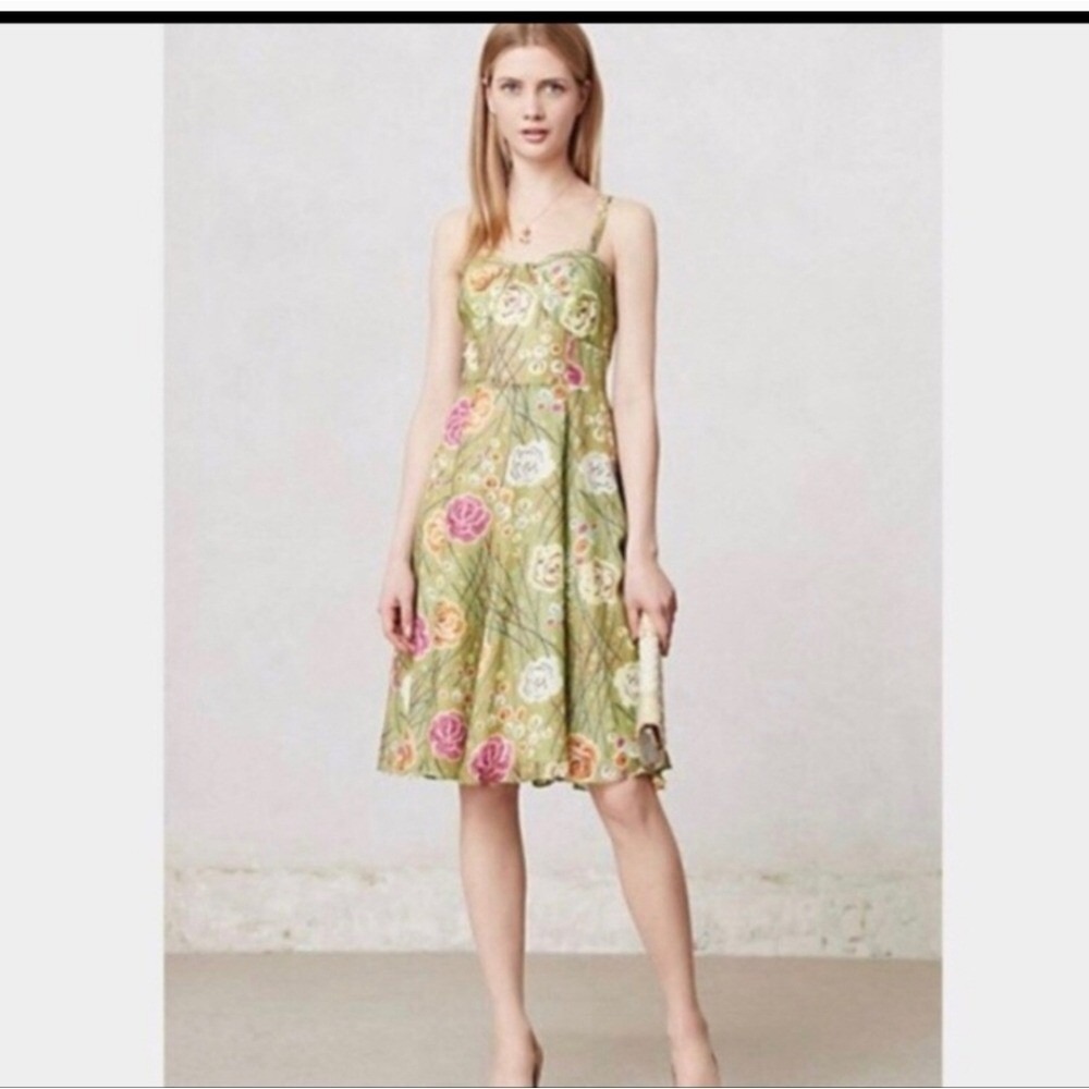 Anthropologie Girls From Savoy Dress Rose Bramble Size 6 Silk Floral